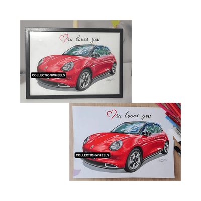 Dein Auto als handgezeichnetes Unikat – personalisiertes Kunstwerk auf Papier