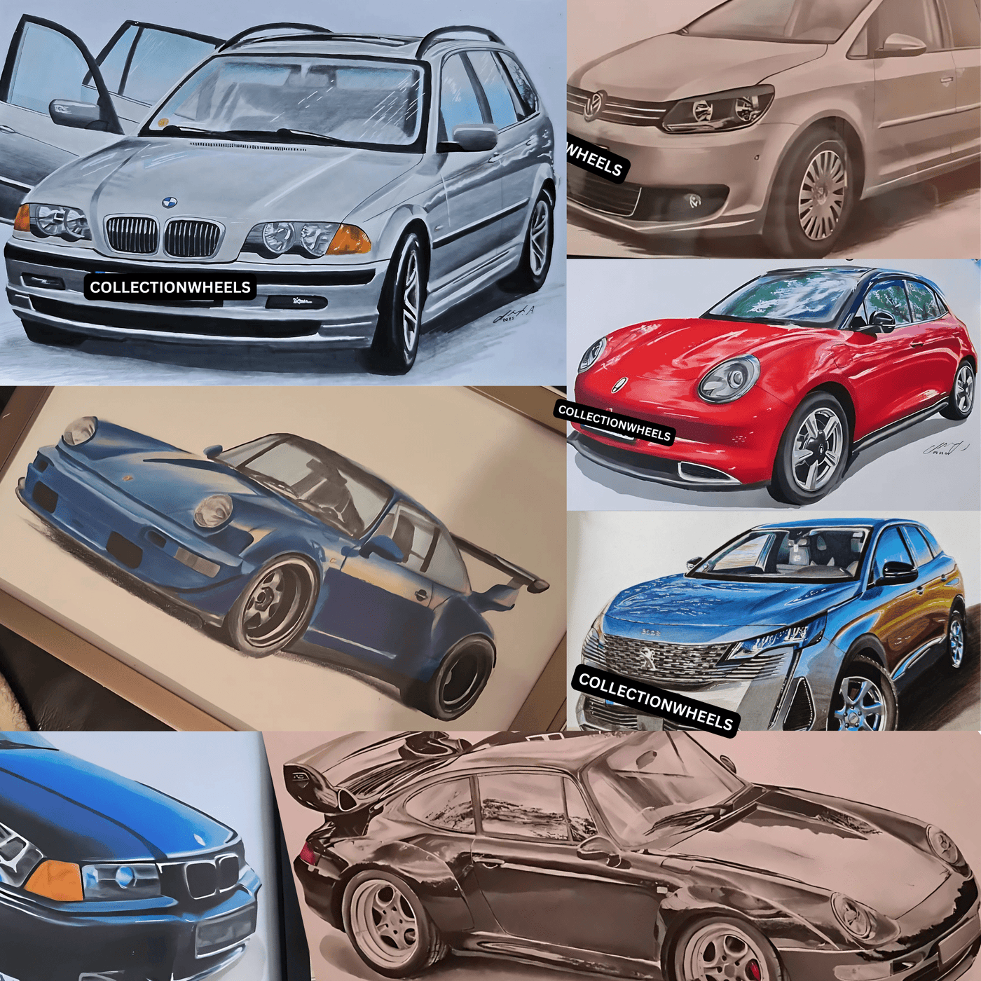 Dein Auto als handgezeichnetes Unikat – personalisiertes Kunstwerk auf Papier
