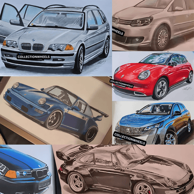 Dein Auto als handgezeichnetes Unikat – personalisiertes Kunstwerk auf Papier