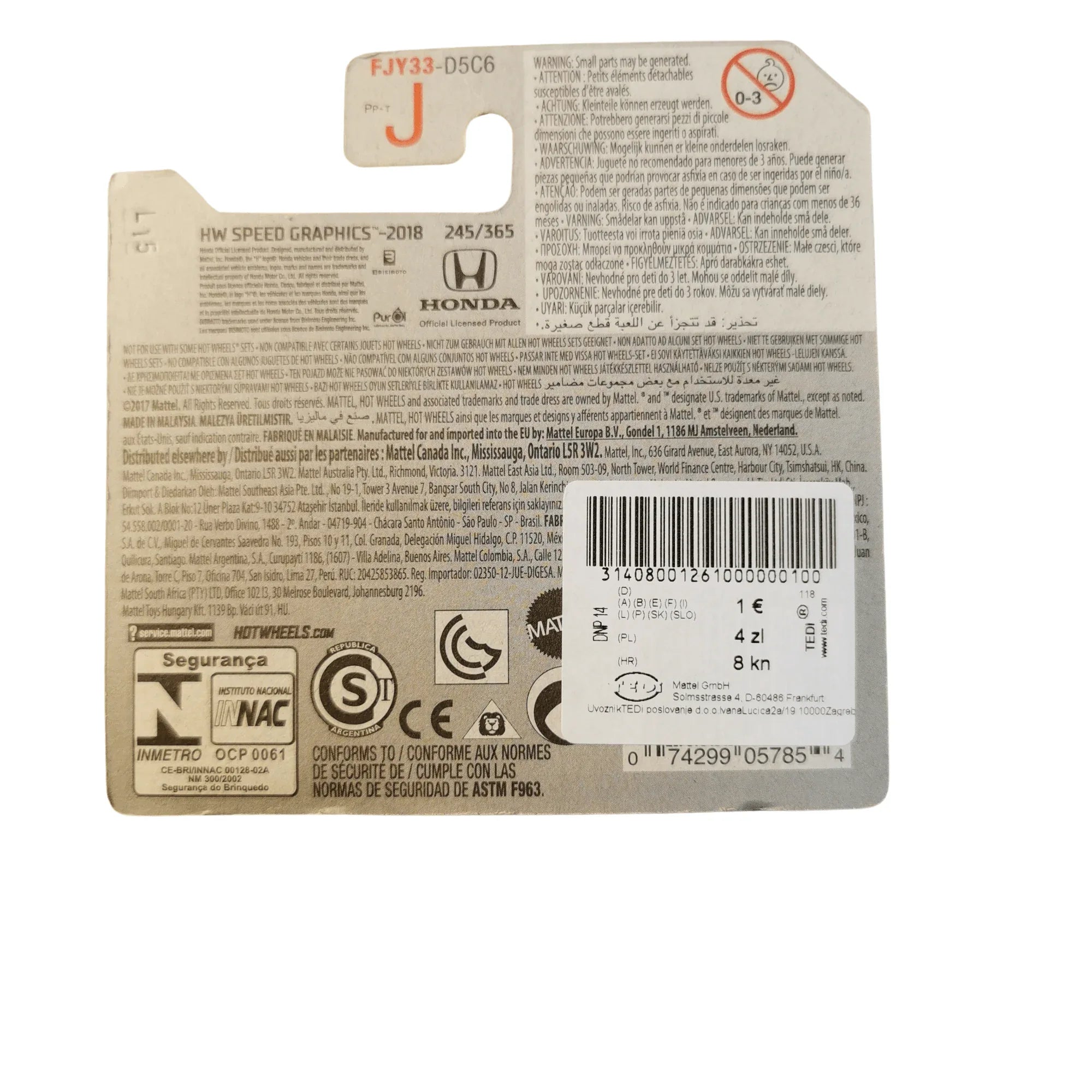 Hot Wheels Mainline 16 Honda Civic Type R 245/365 2018