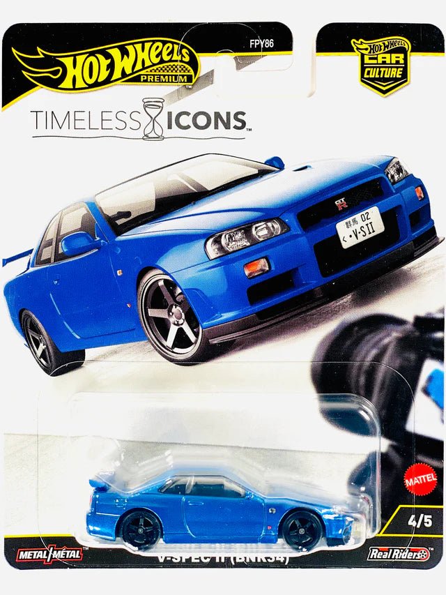 Hot Wheels Nissan Skyline GT - R V - Spec II BNR34 Car Culture Timeless Icons 2025 Collection Wheels HW
