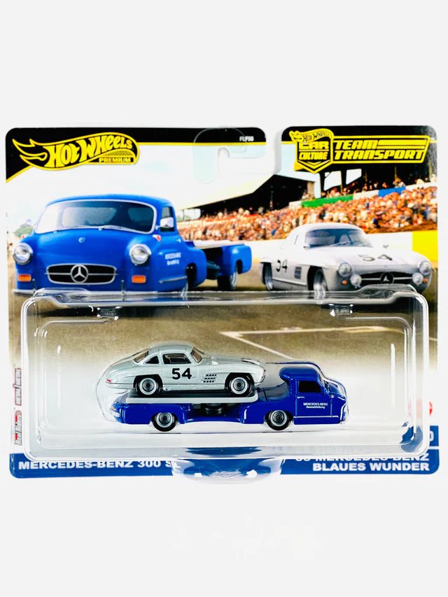 Hot Wheels Team Transport Mercedes - Benz 300 SL & '55 Blaues Wuder 2024 Collection Wheels HW