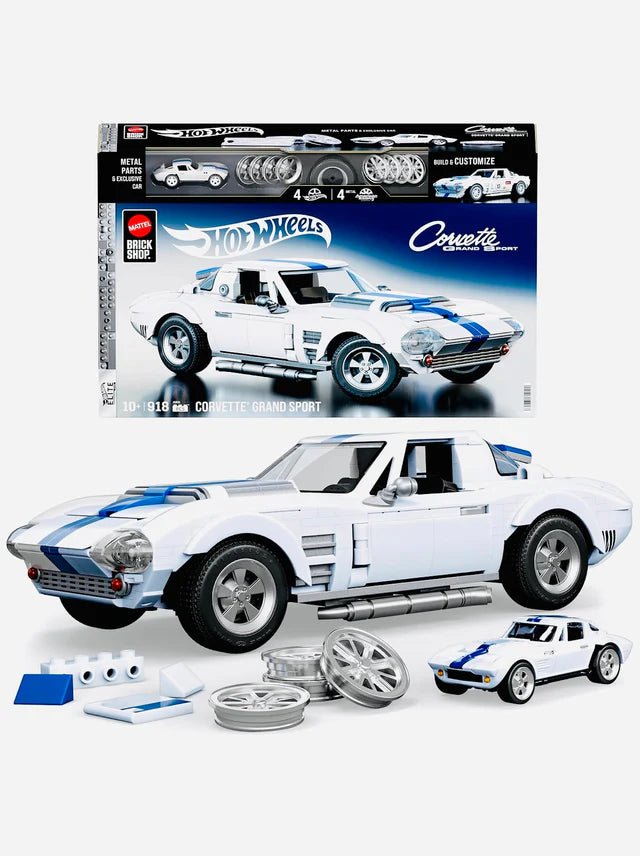 Mattel Brick Shop Hot Wheels Corvette Grand Sport Building Set 1:16 Collection Wheels HW